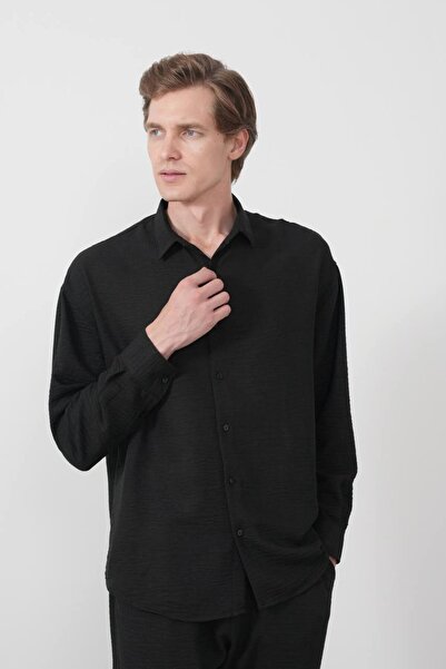perasttesktil Men's Regular Linen Shirt