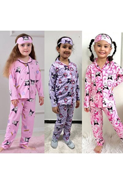 Yağmur Giyim PJKÖ Set de pijamale pentru fete, 3 piese, cu mâneci lungi, cu n...