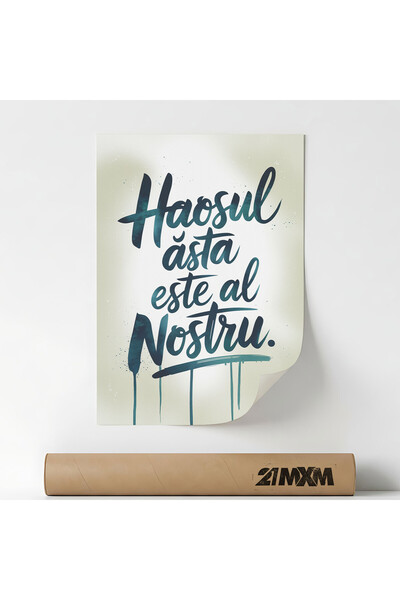 21mxm Poster, mesaj motivational in limba romana, Haosul nostru, Fara Rama