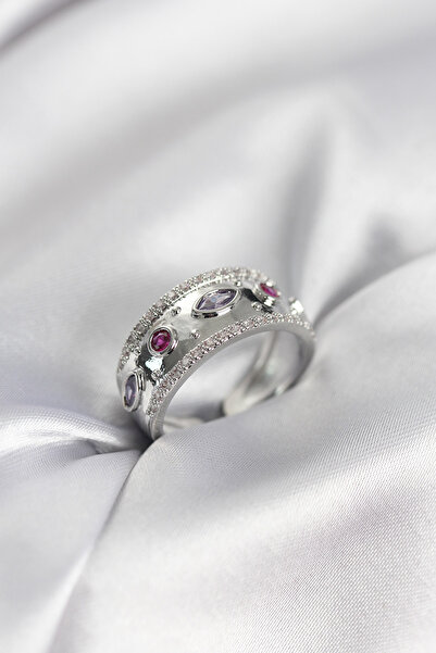 Nehir Silver Color Zircon Stone Vintage Women's Ring Valentine's Mother's Tea...