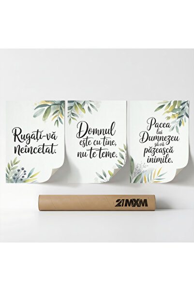 21mxm Set 3 Postere Decorative 'Binecuvantare Pentru Casa 03', Material Texti...