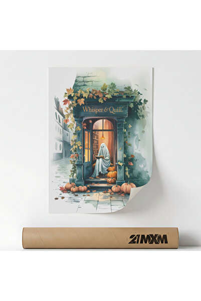 21mxm Poster decorativ, ilustratie fantasy, Library Ghost, A3 (29.7 x 42 cm),...