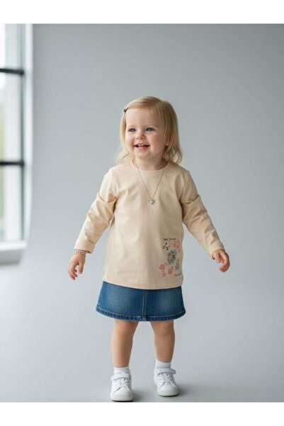 Zekids Baby Girl Floral Patterned Cotton Long Sleeve Blouse