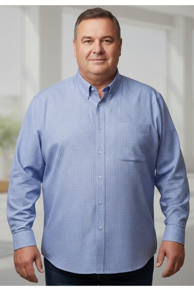 ADVANTE قميص رجالي كلاسيكي منقوش بأكمام طويلة وجيوب من BATTAL