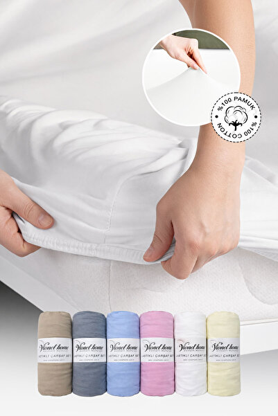 Vionel Home %100 Pamuk Penye Premium Lastikli Çarşaf | Tek Kişilik | Çift Kiş...