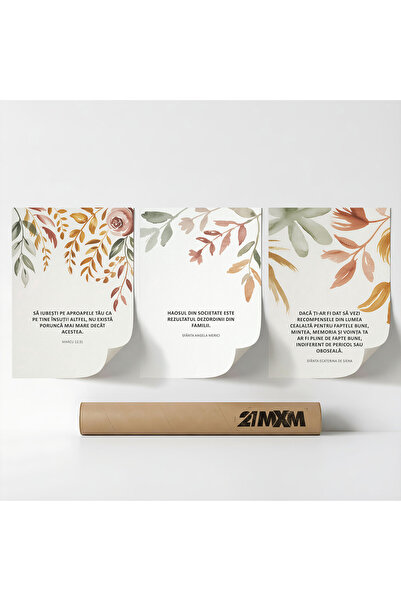 21mxm Set 3 Postere Decorative 'Cuvinte De Credinta 01', Material Textil, A3 ...