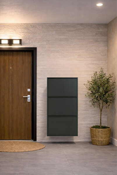 EFFE YAPI DEKOR ANTRASİT 3 KAPAKLI METAL AYAKKABILIK