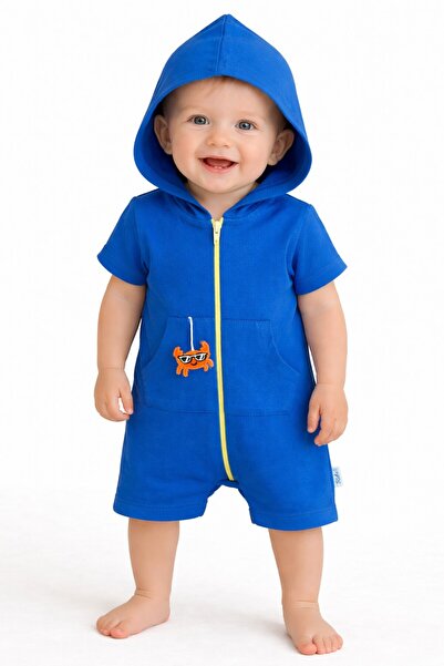Chicsy Baby Unisex Baby Summer Hooded Jumpsuit Cotton Zippered Jumpsuit