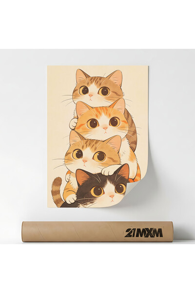 21mxm Διακοσμητική αφίσα 'Στοίβα Χαριτωμένων Γατών', ύφασμα, 29,7x42εκ., χωρί...