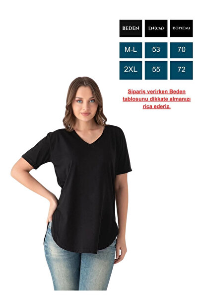 Orly More Women's V-Neck Slit Cotton T-Shirt