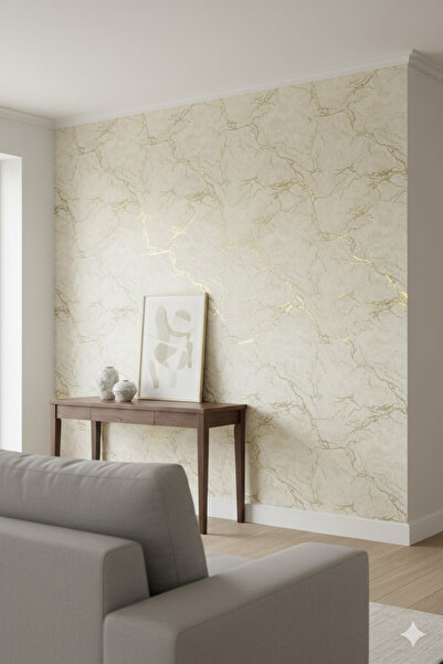 Oskar mermer desenli simli silinebilir duvar kağıdı 16 metrekare
