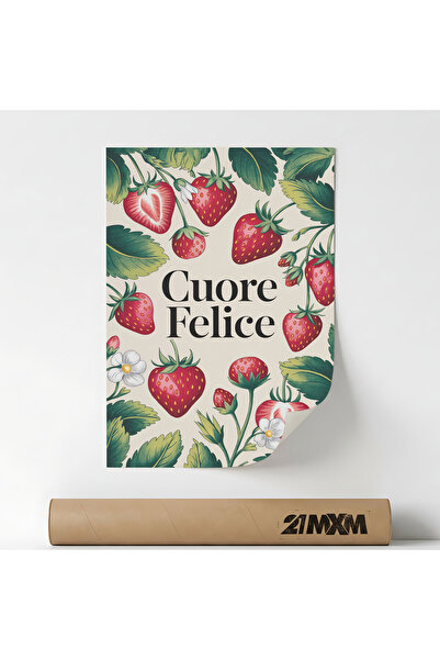 21mxm Poster decorativ, mesaj tipografic italian, Cuore Felice, A3 (29.7 x 42...