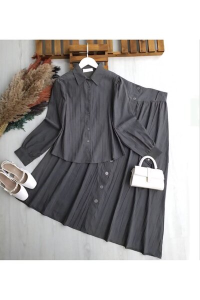 TrendParis Classic Cut Nubuck Cupra Skirt Jewelry