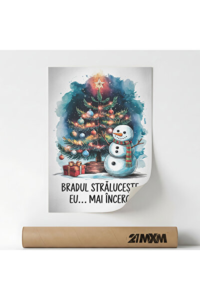 21mxm Poster decorativ, mesaj de Craciun, Bradul Straluceste, A4 (21 x 29.7 c...