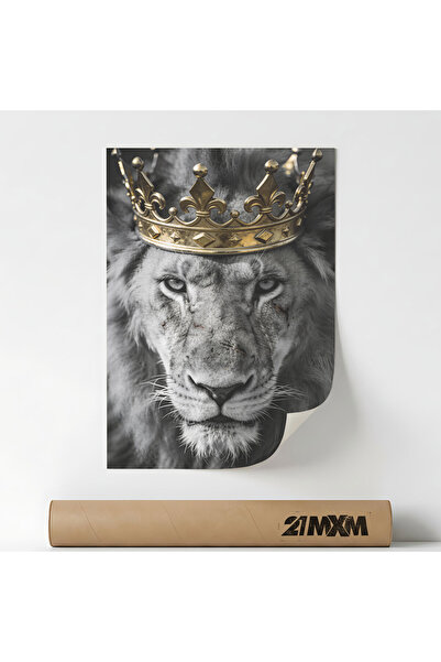 21mxm Poster decorativ 'Lion - King', material textil, 29.7x42cm, fara rama