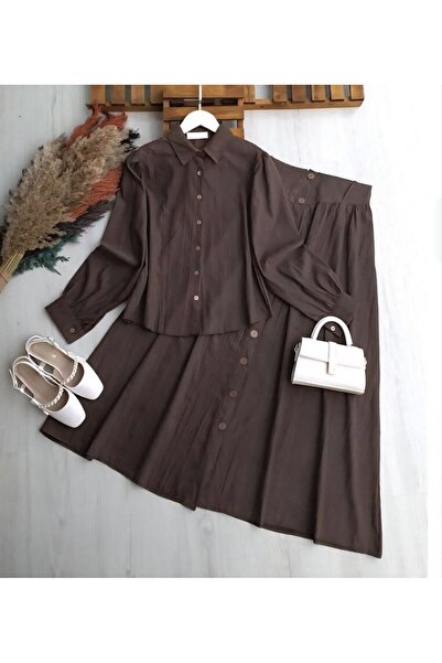 TrendParis Classic Cut Nubuck Cupra Skirt Jewelry