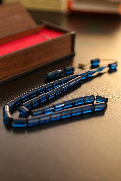 TESBİHKENTİ Midnight Blue Cut Amber Prayer Beads