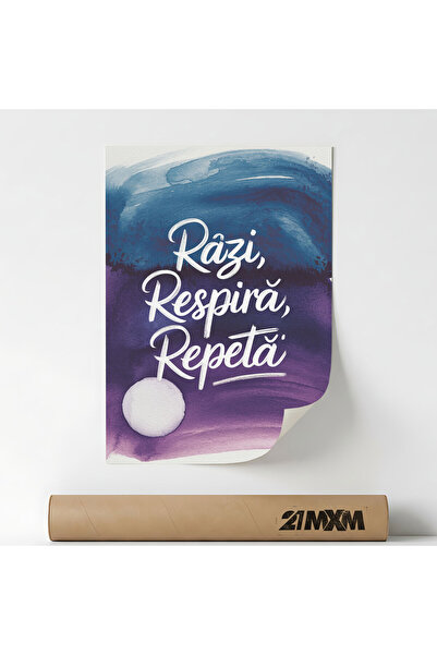 21mxm Poster, mesaj motivational in limba romana, Razi si Respira, A4 (21 x 2...