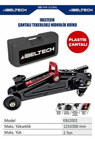İBELTECH ÇANTALI ÇELİK TEKERLEKLİ 2.5 TON HİDROLİK YATAY PROFESYONEL KRİKO
