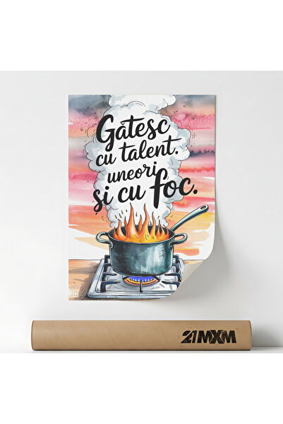 21mxm Αφίσα με κωμικό μήνυμα για την κουζίνα, Είμαι ένας Ταλαντούχος Μάγειρας...