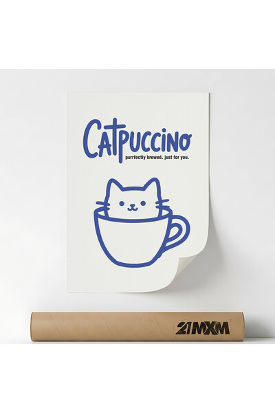 21mxm Poster decorativ, Catpuccino, text tipografic, Fără Ramă, A3 (29.7x42cm)