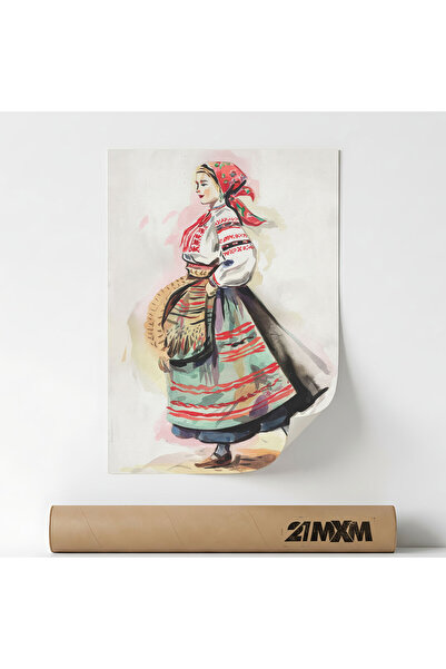 21mxm Poster 'Folcor Romanesc 21' Pe Panza Mata – Design Minimalist, 30 x 40 ...