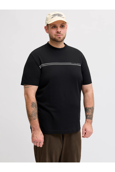 Jack & Jones Jack Jones Jcofusıon Chest Brand Tee Ss Cn Pls Men's Black Large...