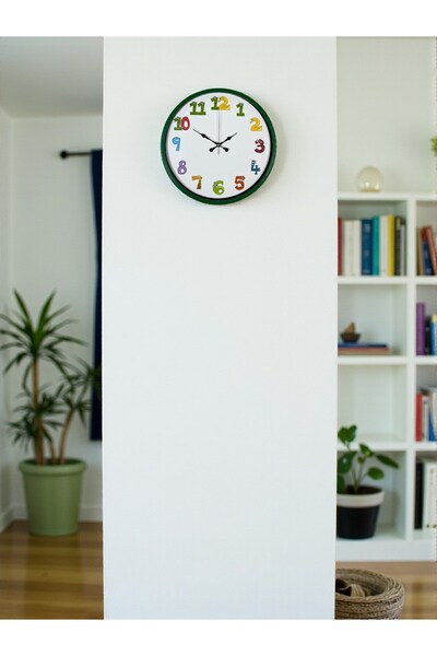 Leyaton 36 cm Green Children's Room Wall Clock Lwlhm-Ytrs345