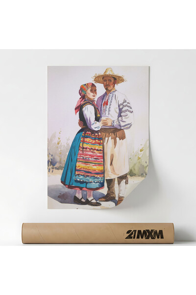 21mxm Αφίσα 'Ρουμανική Λαογραφία 3' σε Ματ Καμβά – Μινιμαλιστικό Σχέδιο, 30 x...