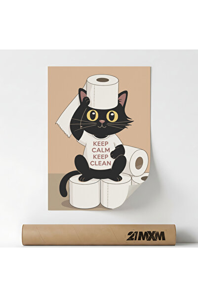 21mxm Poster decorativ, pentru baie, Keep Clean, Fara Rama