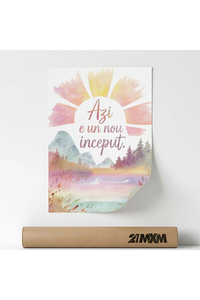 21mxm Poster motivational, mesaj inspirational, Azi e un nou inceput, A4 (21 ...