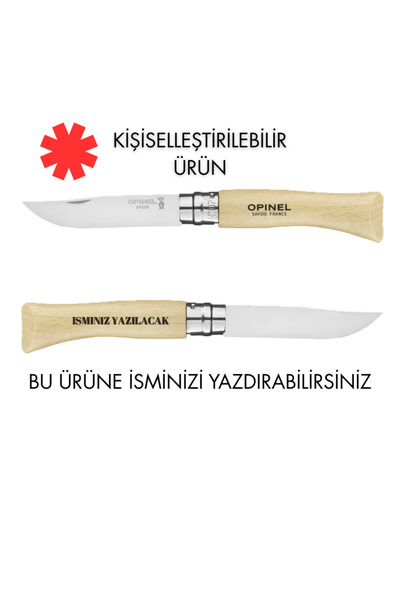Opinel INOX No 7 Ahşap Saplı Çakı – Kişiye Özel Lazer İsim Yazılı – Outdoor &...
