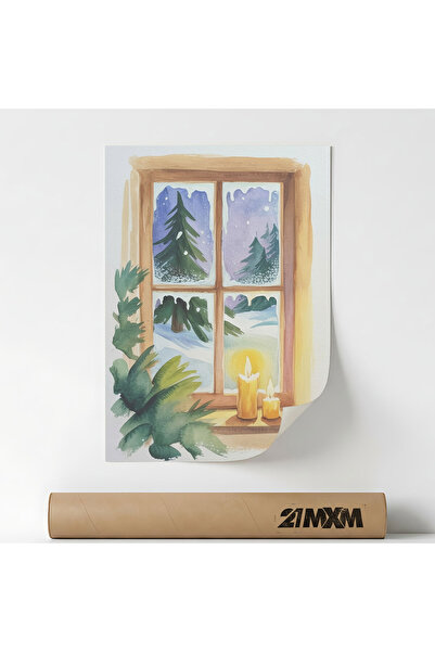 21mxm Posterul „Fereastră cu îngheț pe sticlă” Pe Panza Mata – Design minimal...