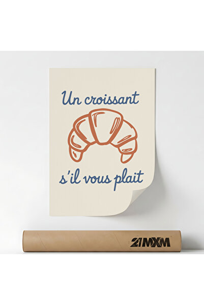 21mxm Poster decorativ, Un Croissant S'il Vous Plait, A3, material textil, fă...