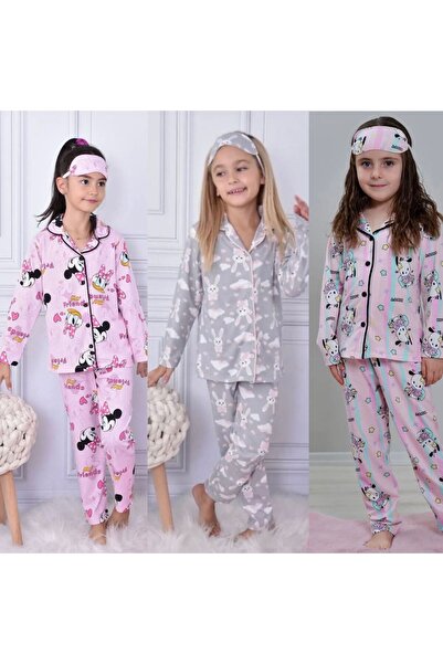 Yağmur Giyim PJKÖ Set de pijamale pentru fete, 3 piese, cu mâneci lungi, cu n...