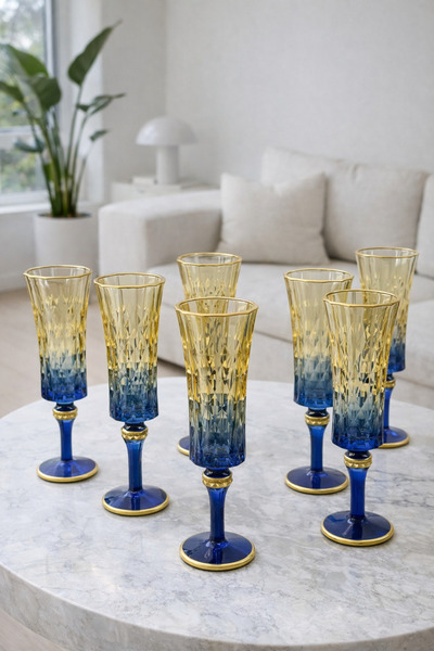 YzHome Set of 6 Colored Coffee Cups with Glass Legs 180ml