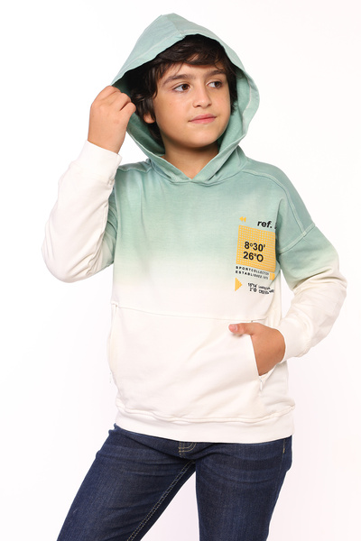 Toontoy Boy's Oversized Hooded Pocket Low Shoulder Color Block Printed Sweats...
