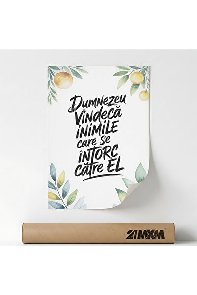 21mxm Poster decorativ, Dumnezeu Vindeca Inimile, material textil, fara rama