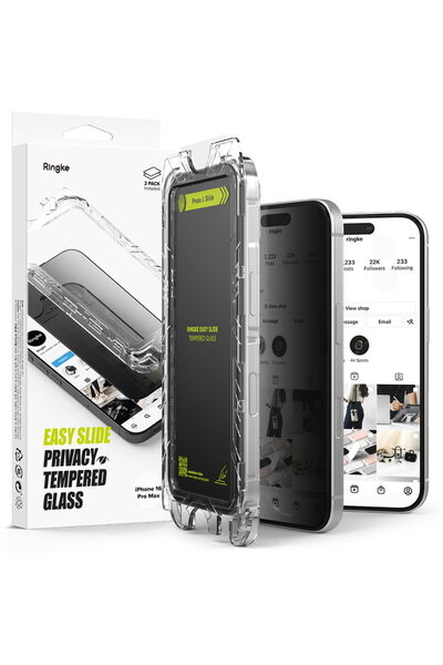 Ringke Folie de confidențialitate pentru iPhone 16 Pro Max (set 2) - Sticlă s...