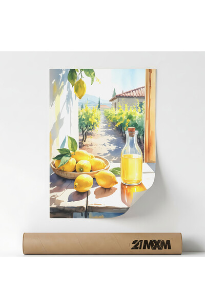 21mxm Poster 'Lemon Breeze Window Scene' Pe Panza Mata – Design Minimalist, 3...