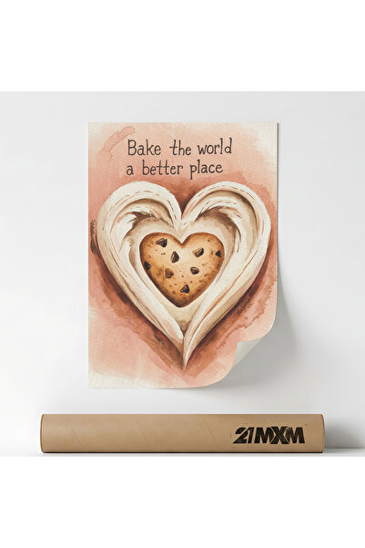 21mxm Poster decorativ tipografic Bake The World, modern, mat, A4 (21x29.7cm)