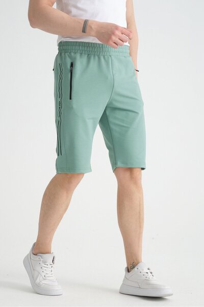 Shooter Sportswear Side Stripe Embroidery Detailed Men's Shorts with Hidden Z...