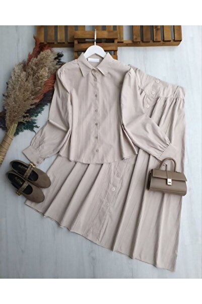 TrendParis Classic Cut Nubuck Cupra Skirt Jewelry