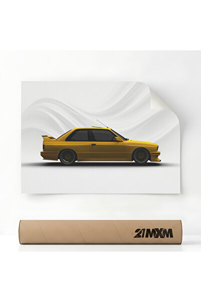 21mxm Poster Auto Premium - 1600 M3 E30 Evo 3 Galben – Design Minimalist, A4 ...