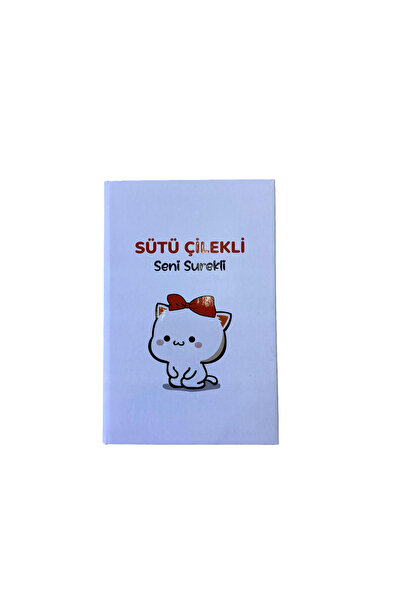 mercanpromosyon "Sütü Çilekli Seni Sürekli" Sevimli Kedi Tasarımlı Beyaz Not ...