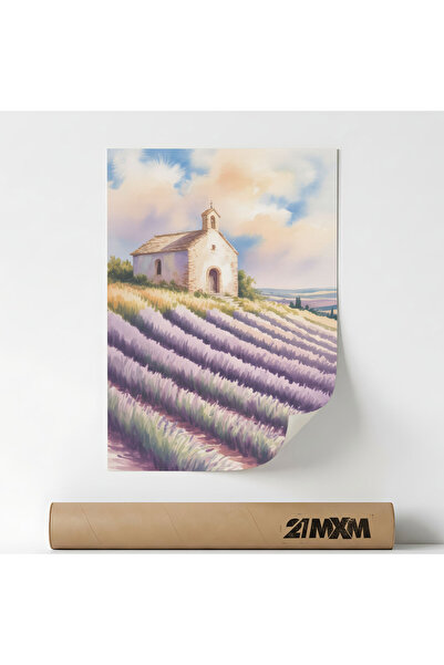 21mxm Poster „Chapel On A Hill In Lavander” Pe Panza Mata – Design minimalist...