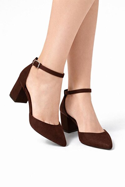 CRAFT MODA Kadın Abiye Sivri Burun Kalın Topuklu Bilek Bantlı Ayakkabı