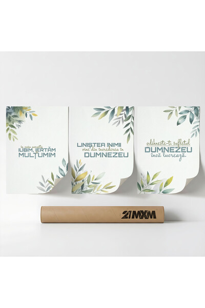 21mxm Set 3 Postere Decorative 'Binecuvantare Pentru Casa 10', Material Texti...