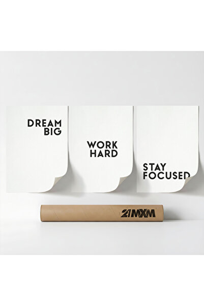 21mxm Set 3 Postere Decorative „Minimal Motivation 03”, Material Textil, A3 (...