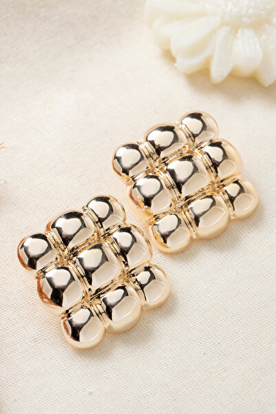 Elika Silver Bubble Square Earrings / Mng Gold Plated Earrings